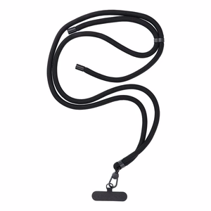 SWING (8mm) Telefono dirželis, Telefono pakabukas su reguliuojamu ilgiu / virvės ilgis 165cm (maks. 82.5cm kilpoje) / ant peties arba kaklo - juodas