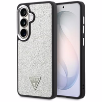 Guess dėklas Fixed Glitter Triangle MagSafe skirtas Samsung Galaxy S26 Plus sidabrinis