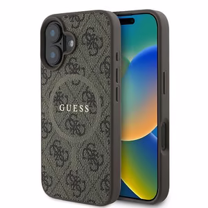 Чехол Guess 4G Ring Classic Logo MagSafe для iPhone 16 Plus - коричневый