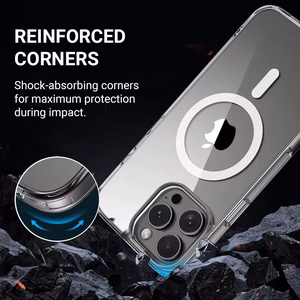 Crong Clear MAG Cover MagSafe dėklas, skirtas iPhone 16 Plus, skaidrus