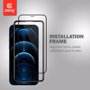 Crong 3D Armor Glass 9H grūdintas apsauginis ekrano stiklas, skirtas iPhone 12 Pro Max su antibakterine apsauga, su montavimo rėmeliu