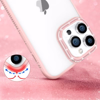 Kingxbar Sparkle Series dėklas telefonui iPhone 13 Pro su kristalais galinis dangtelis rožinės spalvos