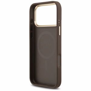 Guess 4G PU Classic Logo Magnetinis dėklas telefonui iPhone 17 Pro Max - rudas