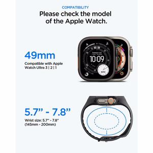 Spigen Liquid Air Pro dėklas su dirželiu ir 9H grūdintas stiklas Apple Watch Ultra 49 mm, juodi
