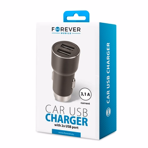 "Forever CC-04" automobilinis įkroviklis 2x USB 3,1A, juodas