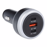 Automobilinis įkroviklis USB A + 2 x Type C PD QC3.0 3A 191W CC69-2C1A juodas