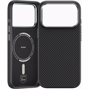 Benks Magnetic Armor Pro 600D kevlaro dėklas su metaliniu rėmeliu (C.K.FL.AP.BK.BA72), skirtas iPhone 18 Pro / 17 Pro, juodas