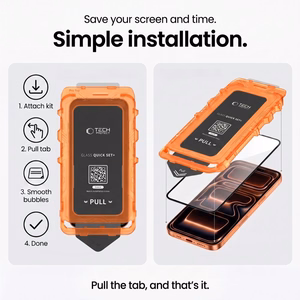 Tech-Protect Quick Set+ 2 vnt. grūdintų stiklų rinkinys, skirtas iPhone 18 Pro Max / 17 Pro Max