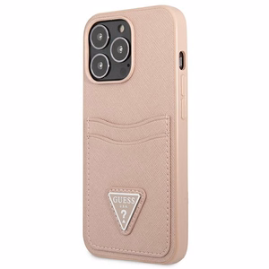 Guess GUHCP13LPSATPP iPhone 13 Pro/13 6.1" розовый/розовый жёсткий чехол SaffianoTriangle Logo Cardslot