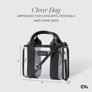 Case-Mate Micro Tote Bag vandeniui atsparus krepšys per petį, Midnight Black / Clear