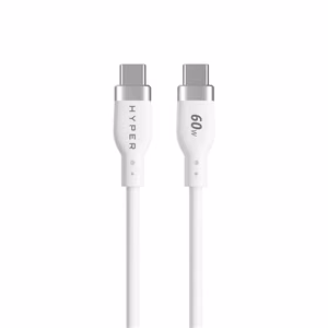 Hyper HyperJuice HJ4011WHGL – 1.5 m 60 W silikoninis USB-C–USB-C įkrovimo laidas, baltas