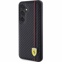 Ferrari Carbon Printed Line dėklas telefonui Samsung Galaxy S24+ - juodas