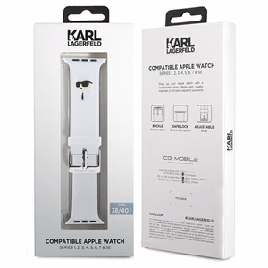 Karl Lagerfeld 3D Rubber Karl Head dirželis baltas skirtas Apple Watch 38/40/41mm