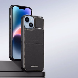 3in1 piniginės dėklas su stovu iPhone 15 Plus MagSafe RFID blokatorius Dux Ducis Rafi Mag - juodas
