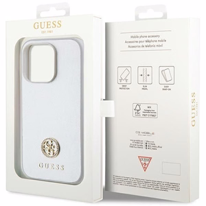 Guess Strass Metal Logo dėklas telefonui iPhone 15 Pro - sidabrinis