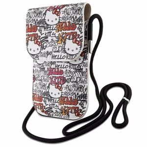 Hello Kitty Leather Tags Graffiti rankinė per petį – smėlio spalvos