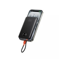 Išorinė baterija 10000 mAh with built-in laidas USB C QC3.0 PD 2A 22,5W K1C W1189 juodas
