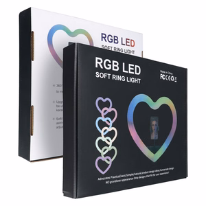 LED žiedinė Stream RGB lempa 10" su telefono laikikliu HEART + trikojis JM26-10 juoda
