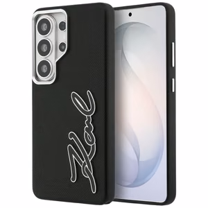 Karl Lagerfeld Grained Signature Metal Resin Logo case for Samsung Galaxy S26 Ultra - black