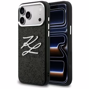 Karl Lagerfeld IML Glitter KL Diamond Logo Dėklas for iPhone 17 Pro Max - juodas