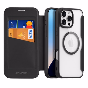 Dux Ducis Skin X Pro iPhone 16 Pro dėklas su MagSafe ir atveriamu dangčiu - juodas