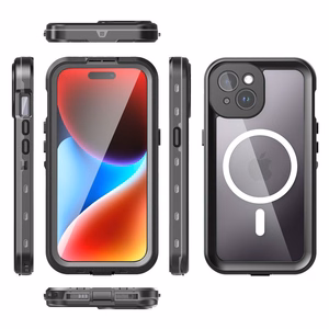 Atsparus vandeniui dėklas SHELLBOX DOT suderinamas su MagSafe IPHONE 15 juodas