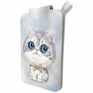 Nimmy New Big-Eye Cute Pets 2.0 Cat magnetinis „MagSafe“ kortelių dėklas telefonui su stovu – pilkas