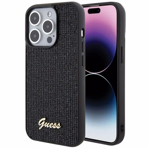 Guess Disko Metalinis Užrašas dėklas telefonui iPhone 15 Pro - juodas