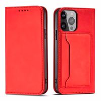 Magnetinis kortelių dėklas telefonui iPhone 13 Pro su kortelių laikikliu, raudonas