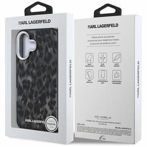 Karl Lagerfeld IML Leopard Pattern MagSafe deklas iPhone 16 - juodas