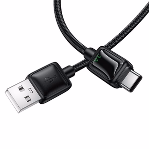 Kabelis su LCD ekranu USB A į USB C Hoco 3A 1,2 m U146 juodas