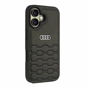 Audi Sintetinės odos iPhone 16 6.1" juodas/juodas kietas dėklas AU-TPUPCIP16-GT/D2-BK