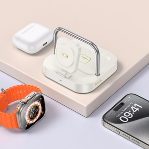 Belaidis įkroviklis Hoco 3in1 3A 5W, suderinamas su Apple Watch CQ16A, balta spalva