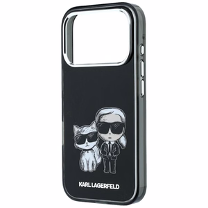 Karl Lagerfeld Smooth Karl & Choupette Bodies Sketch dėklas, skirtas iPhone 18 Pro Max / 17 Pro Max, suderinamas su MagSafe – juodas