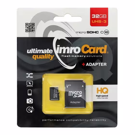 Atminties korta IMRO MicroSD 32GB 100MB/s (class10 UHS 3 4K) + SD Adapteris