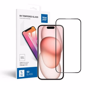 Apsauginis stiklas Blue Star - APP IPHONE 15/16 5D pilna danga - juodas