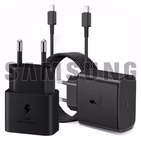 Įkroviklis Samsung EP-T2510NB juodas 25W (su pakuote) + Type-C laidas / 100% originalus /