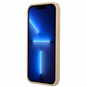 Guess GUHCP13SPSATLE iPhone 13 mini 5.4 dėklas telefonui, smėlinis, kietas, Saffiano trikampio logotipu