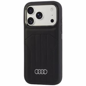 Audi sintetinės odos dėklas, skirtas iPhone 18 Pro / 17 Pro, suderinamas su MagSafe – juodas