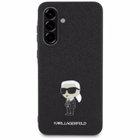 Karl Lagerfeld blizgus fiksuotas Ikonik logotipo metalinis ženklelis dėklas telefonui Samsung Galaxy A56 - juodas