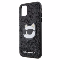 Karl Lagerfeld KLHCN61G2CPK iPhone 11 / Xr 6.1" juodas kietas dėklas Blizgučiai Choupette Emblema