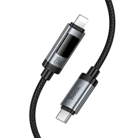 Duomenų kabelis su skaitmenine indikacija USB C į Lightning Hoco PD 27W 1,2 m U148 juodas