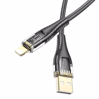Kabelis USB A į Lightning Hoco 2,4A 1,2 m U121 juodas permatomas