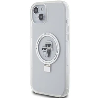Karl Lagerfeld KLHMP15MHMRSKCH iPhone 15 Plus / 14 Plus 6.7" baltas/baltas kietas dėklas Žiedas stovas Karl&Choupette MagSafe
