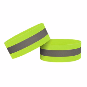 Atšvaitinė rankos juosta su Velcro užsegimu dviračiui ir bėgimui, 4 cm - geltona