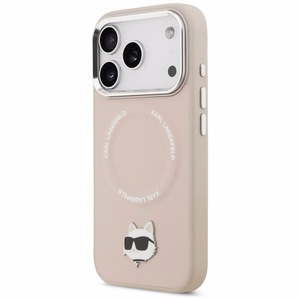 Karl Lagerfeld Choupette Pin Magnetinis dėklas telefonui iPhone 17 Pro Max - rožinė