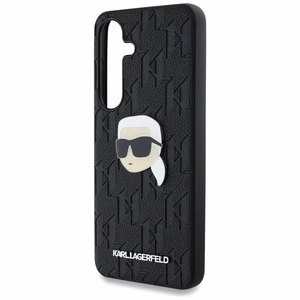 Dėklas Karl Lagerfeld Odinis Monogram Pin Logo Karl Head Samsung Galaxy S25 juodas