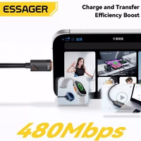 USB Laidas Essager "Chuan2" juodas 100W "Type-C / Type-C" 120cm