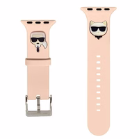 Karl Lagerfeld dirželis KLAWLSLCKP Apple Watch 42/44/45/49mm rožinis silikoninis Karl & Choupette Heads