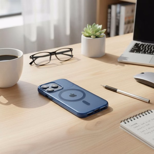 Case for iPhone 17 Pro / 18 Pro (low camera edge) Flexline Mag Cover compatible with MagSafe navy blue
